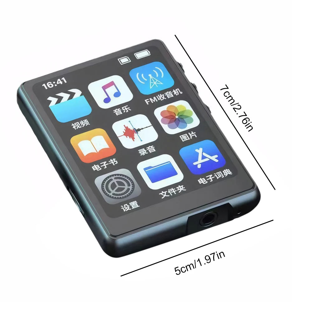 MP3 MP4 Player Lossless Music Player Full Touch Screen Bluetooth-Compatible Portable MP3 Player with Speaker FM/E-book/Recorder