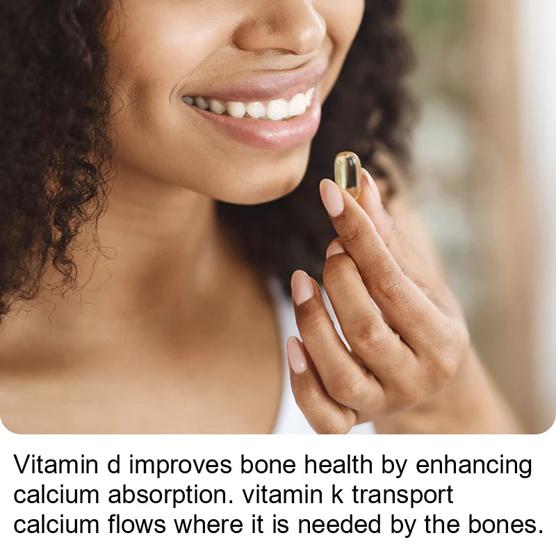 BEWORTHS Vitamin D3 & K2 Capsules Support Calcium Metabolism Absorption, Heart and Bone Health Vegan Gluten Free Strong Bone