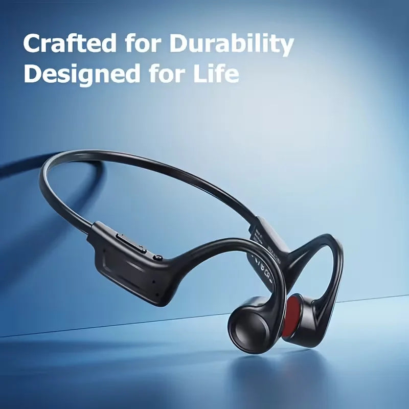 Open-ear Bone Conduction Headphones, Wireless Ear-hook Sports Headset with Microphone, 16 Hours Playback, BT 5.3 Stable Connection, HiFi Stereo, Hands-free Calling for Running & Cycling