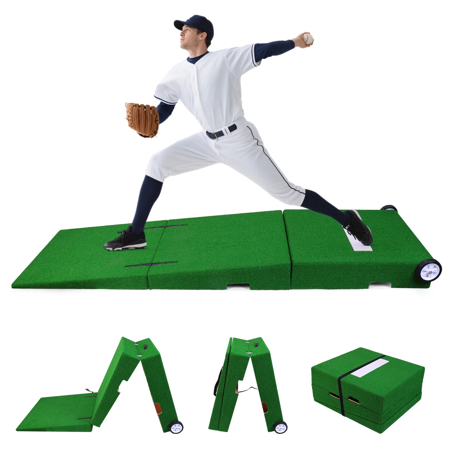 88x28x6 Inch Foldable Pitching Mound with Carry Handle Baseball Pitchers Mound Baseball Pitching Training Equipment