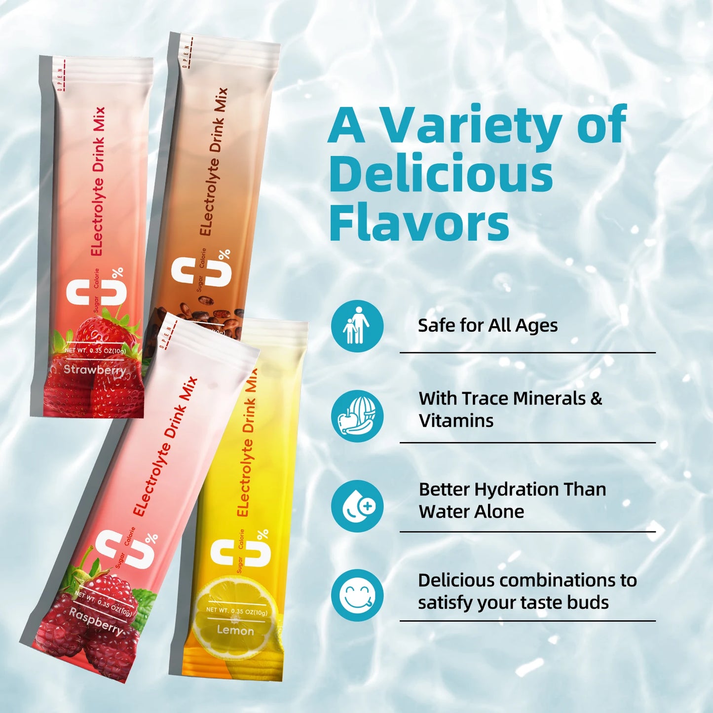 Electrolyte Powder Sugar Free & 0 Calories Mixture Electrolyte Drinks Quickly Hydrate Provide Endurance & Energy Support Non GMO