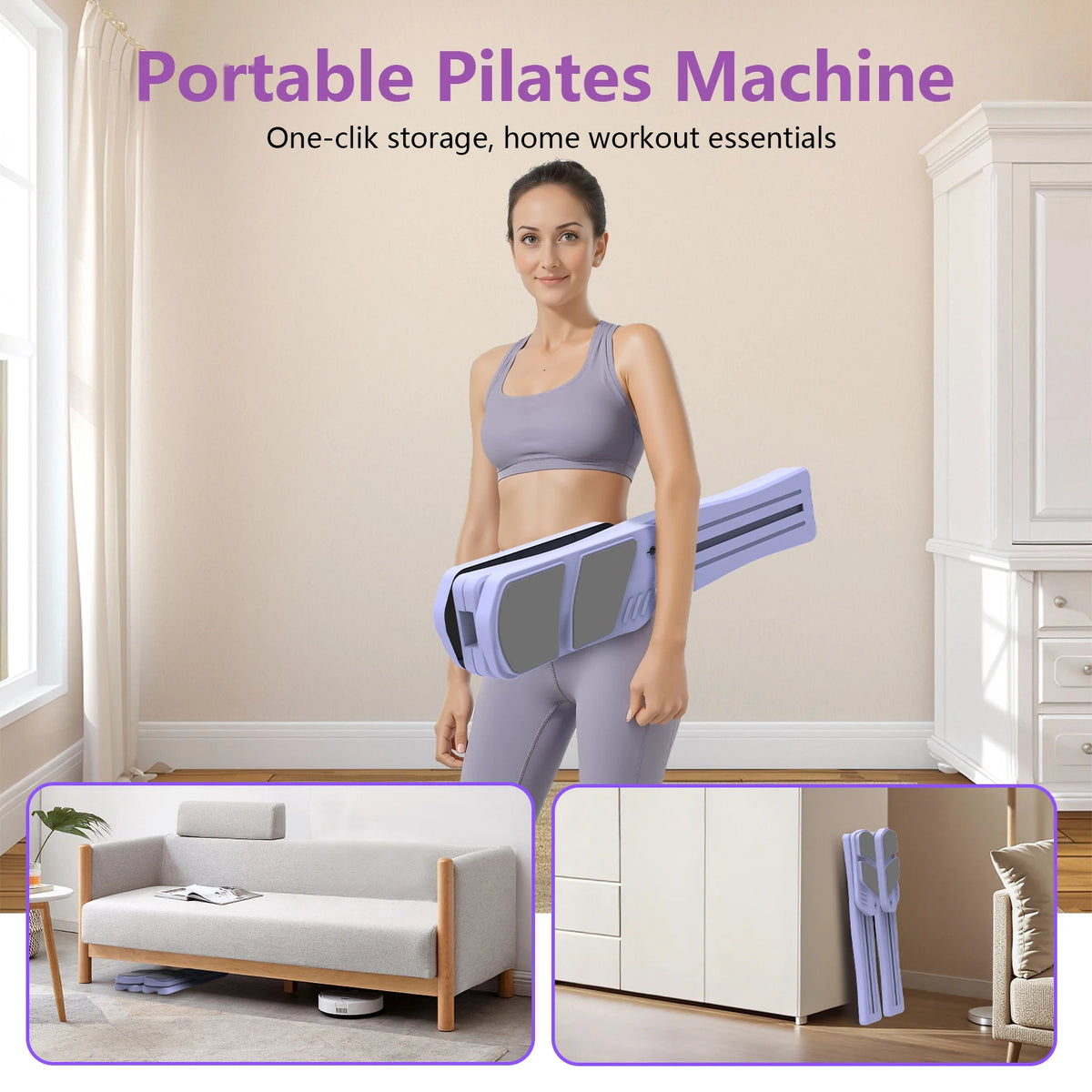 Pilates Board for Home Workout - Upgraded 7 in 1 Portable Pilates Reformer Set, Multifunctional Ab Trainer with Resistance Bands