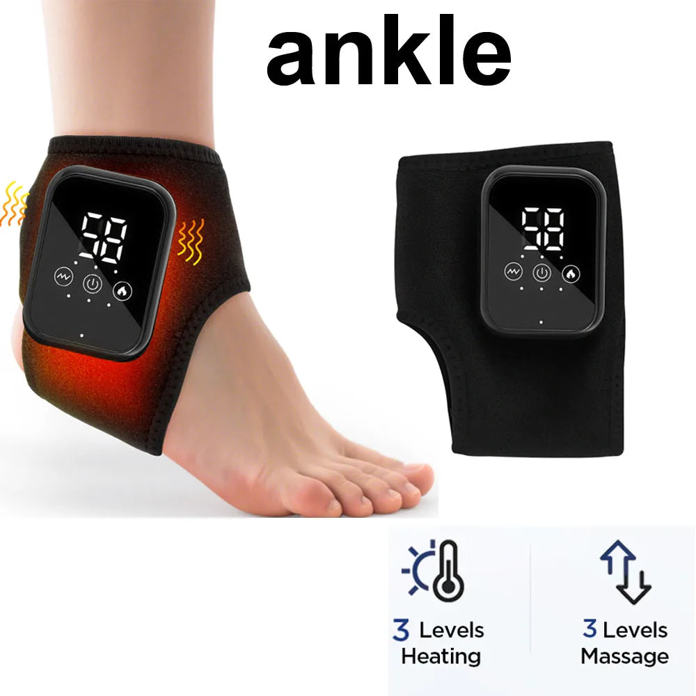 Heated Ankle Massager with Vibration, Hot Compress Ankle Support Wrap for Sprain Relief, Joint Protection Foot Brace