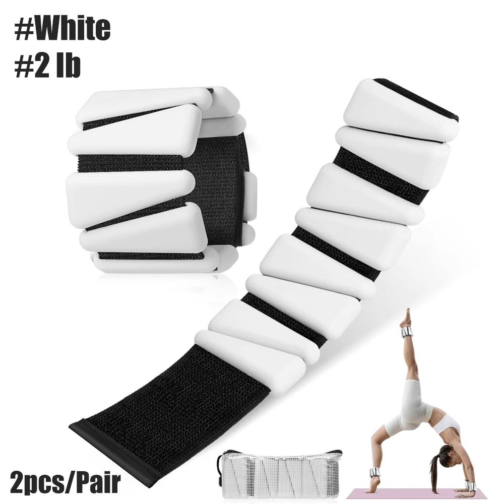 1Pair 2-4lbs Adjustable Wrist & Ankle Weights - Silicone Weighted Bracelets for Women Men - Yoga,Running,Pilates,Water Exercises