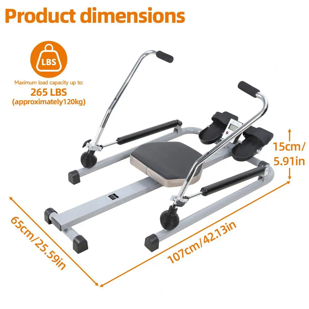 Home Hydraulic Rower With LCD Monitor Large Cushioned Seat, 265LBS Quiet Rowing Machine For Aerobic Exercise Fitness