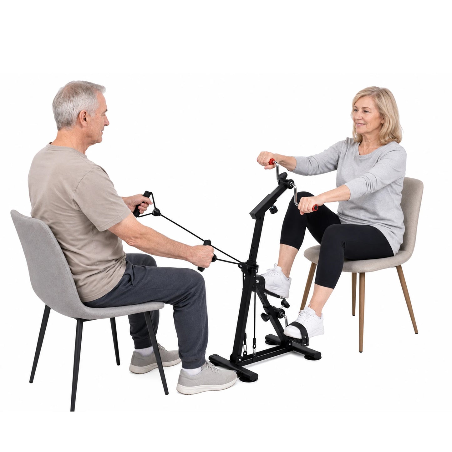 Adjustable Resistance Under Desk Exercise Bike, Stationary Upright Pedal Cycle for Elderly Leg Strength & Aerobic Training, Arm Leg Rehabilitation Peddler Machine for Seniors, Physical Therapy Home Gym Equipment