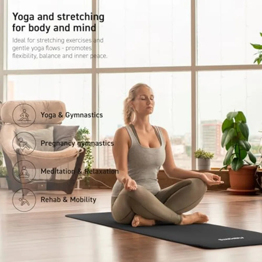Yoga Mat Premium Non Slip Thick Extra Comfortable Exercise Mat for Home Workouts Pilates Stretching and Gym Cushioned NBR Foam