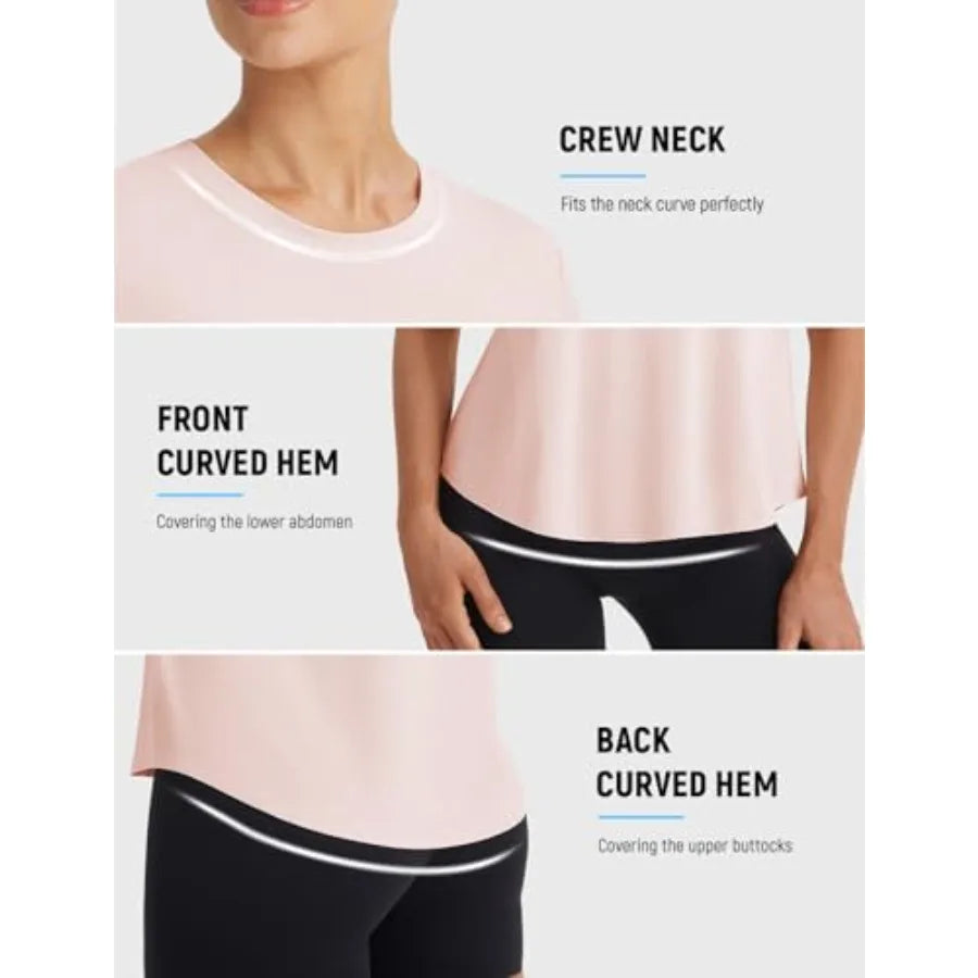 baleaf Ice Cooling Short Sleeve Workout Tops for Women Running Shirts UPF 50+ Athletic Tennis Yoga Split Back Quick Dry