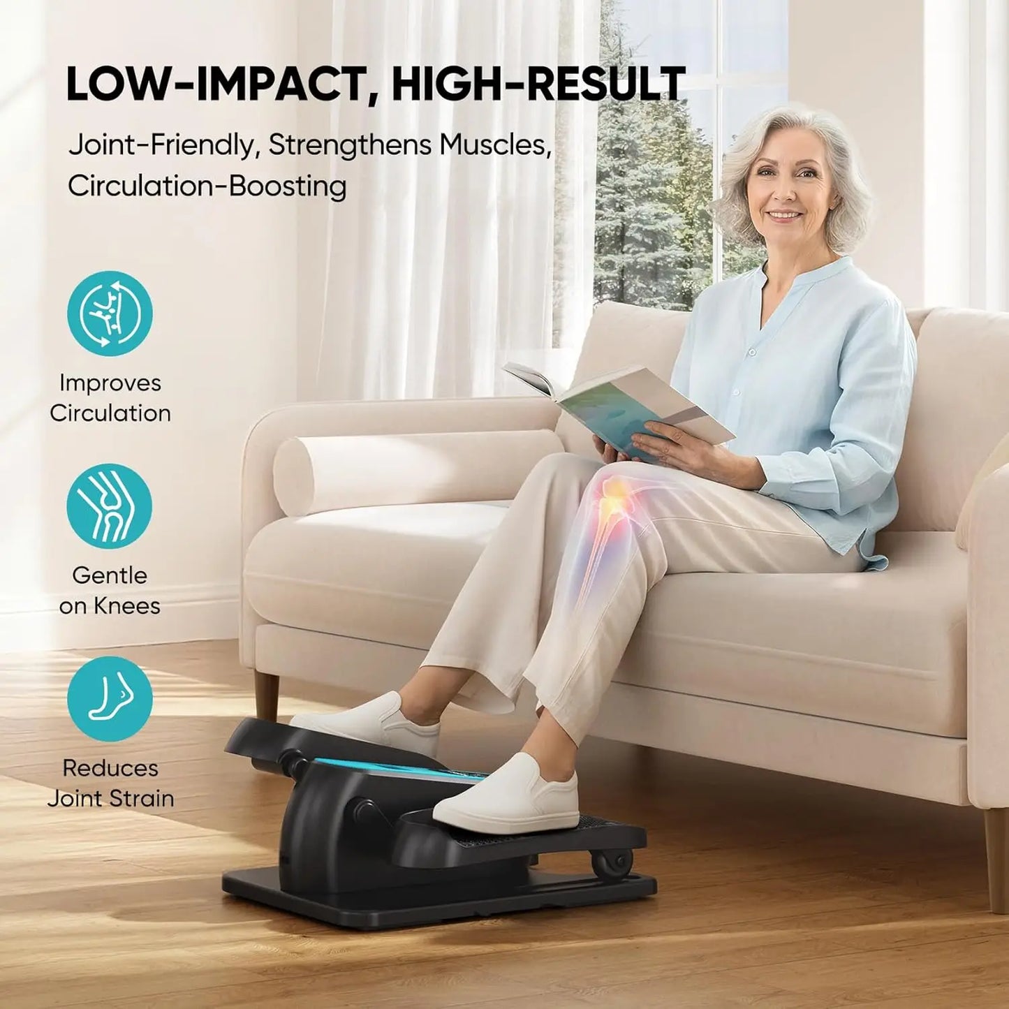 Under Desk Elliptical Machine, Electric Leg Exerciser for Seniors, Quiet Portable Pedal Exerciser with 12 Speed Levels & Remote Control