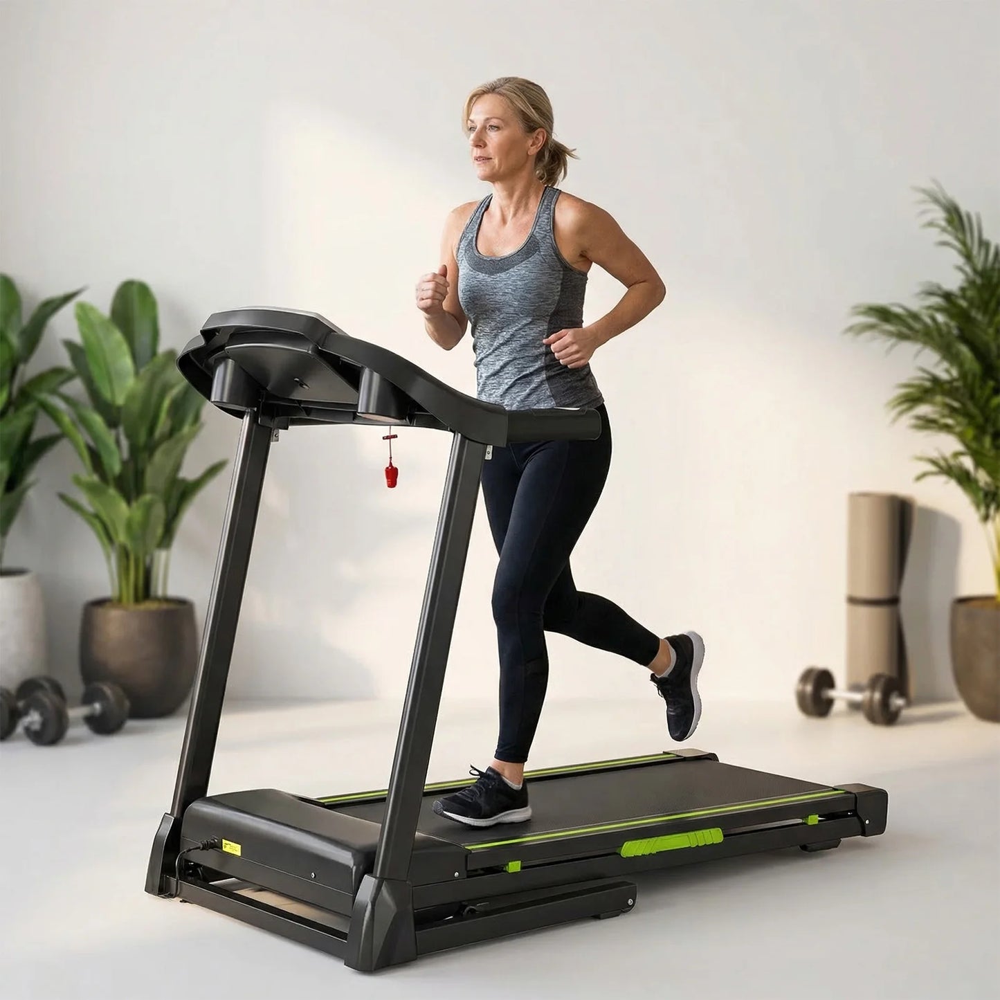 3.5 HP Portable Foldable Treadmill with Handles 4% Slope Home Walking Running Treadmill 0.5-7.5 MPH 330 Lb Weight Capacity