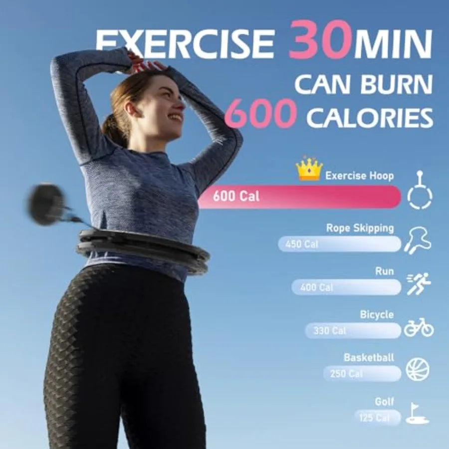Weighted Hula Circle with/ 56-66 Inch for Adults Weight Loss, Infinity Fitness Hoop Plus Size, for Women Smart Exercise Equipme
