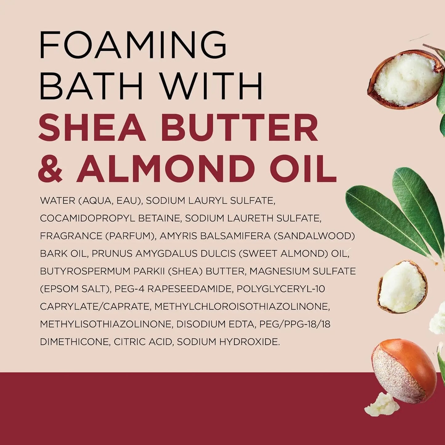 Foaming Bath with Pure Epsom Salt, Shea Butter & Almond Oil, 62.5 fl oz - Relaxing Bubble Bath for Stress Relief