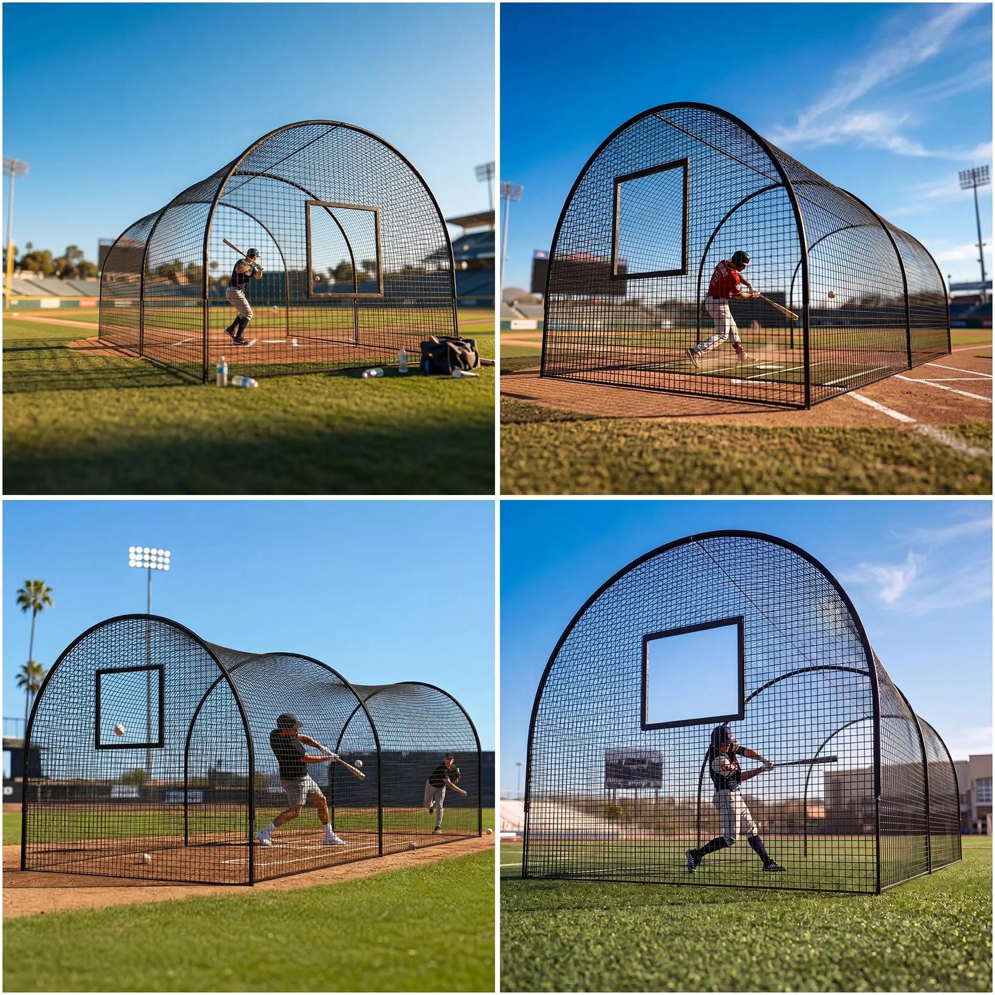 33FT/22FT Baseball Batting Cage With Frame & Net, Outdoor Hitting Pitching Training Net For Backyard Softball Golf Practice Set