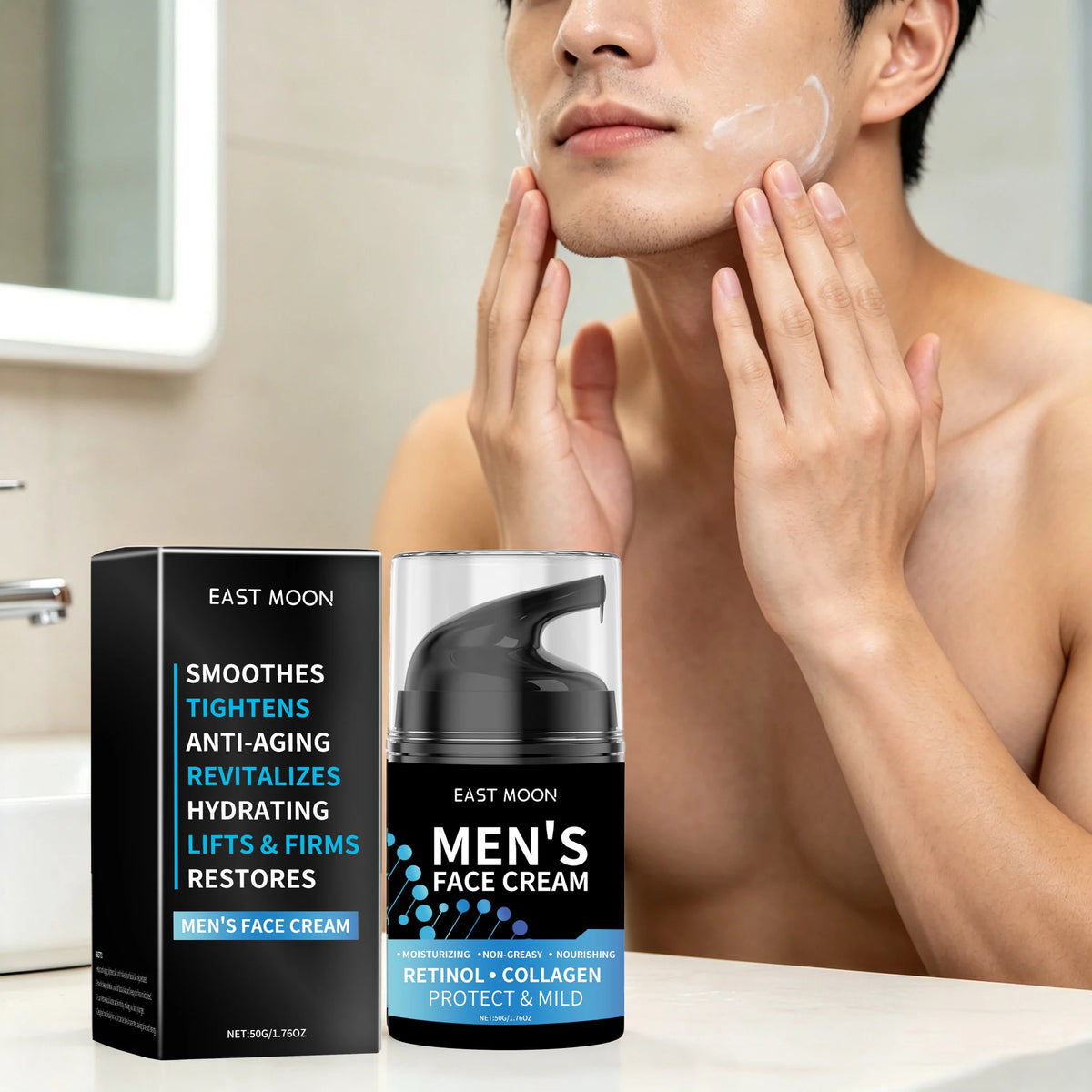50G Men Face Cream Daily Hydrating Improve Skin Texture Revitalizing Skin Enhance Smoothness Tightening Non-greasy Lifting Men Facial Lotion