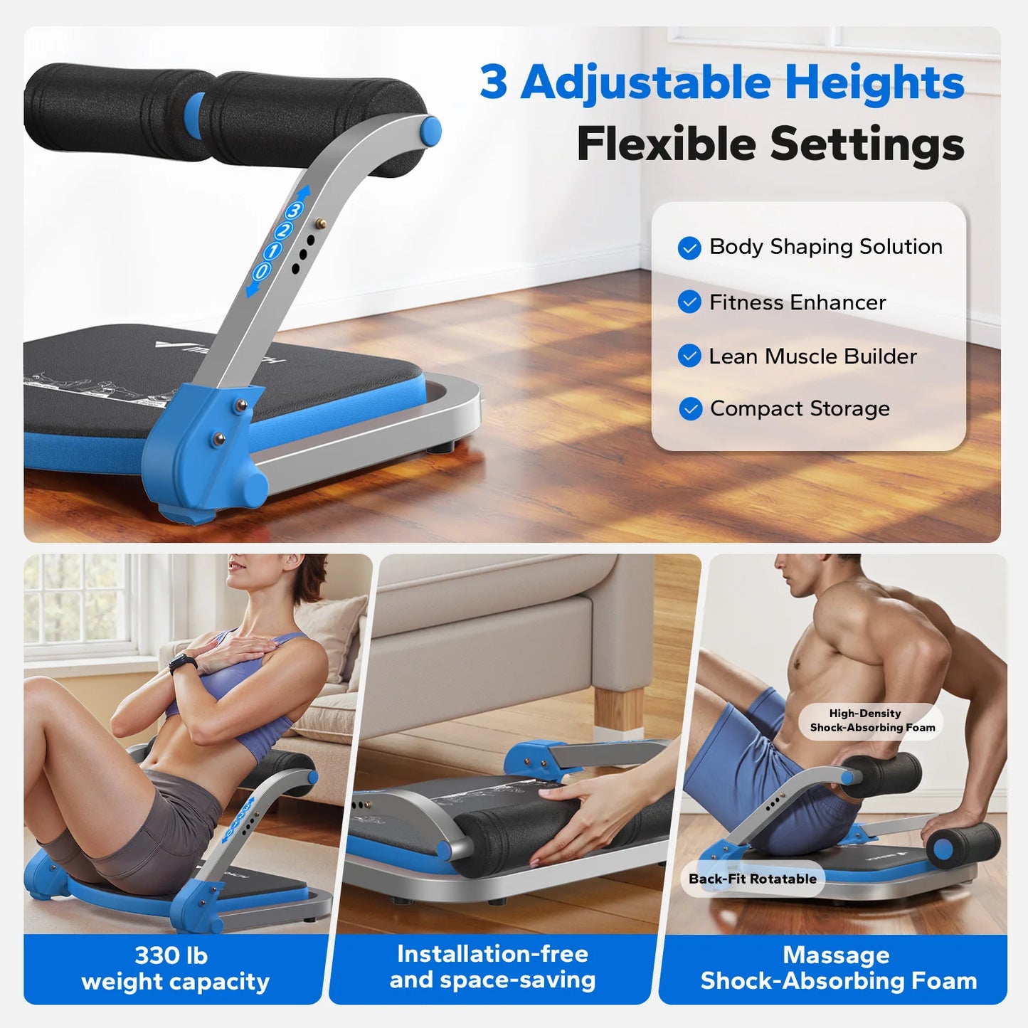 MERACH Ab Machine Abdominal Trainer With 3 Adjustable Resistance Levels For Home Automatic Rebound Ab Crunch Machine For Core Workout Automatic Rebound Ab Crunch Machine For Home Gym Stomach Workouts