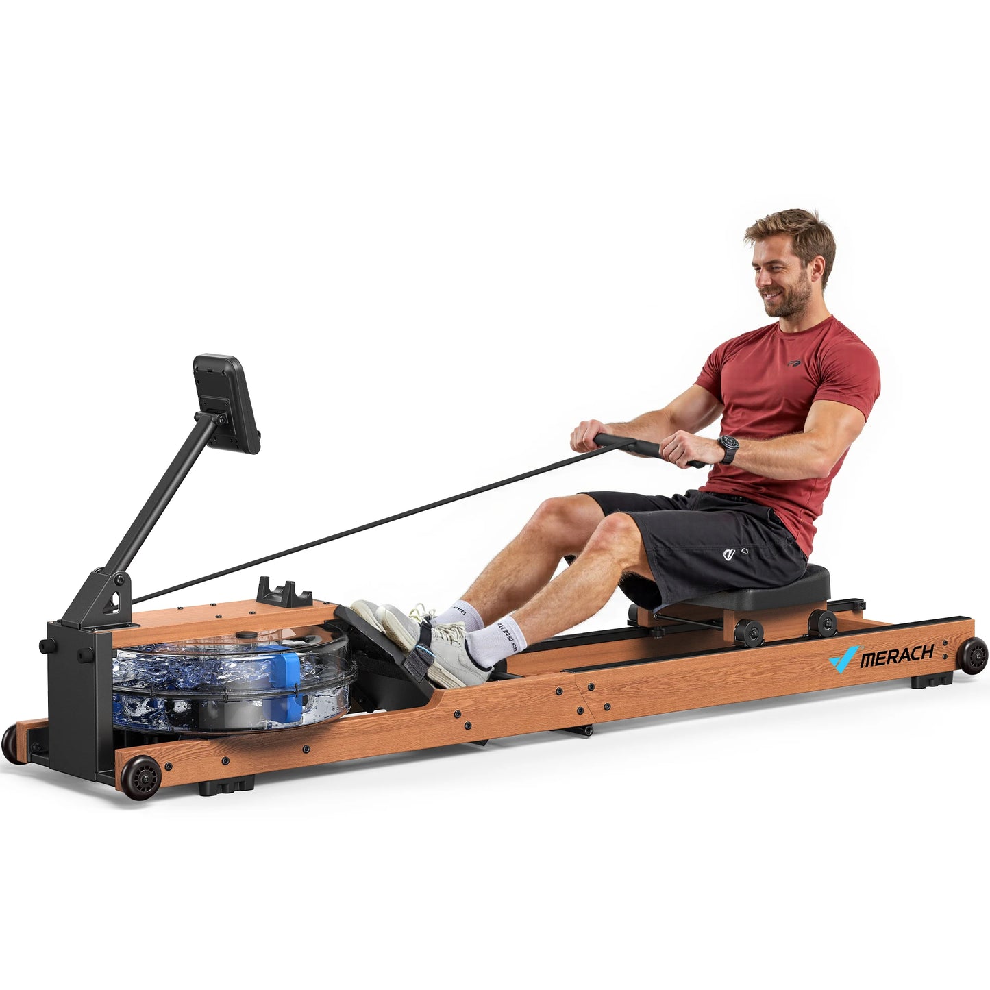 MERACH Water Rowing Machines for Home, Foldable Row Machine with 400LBS Weight Capacity, Dedicated Monitor and Comfortable Seat