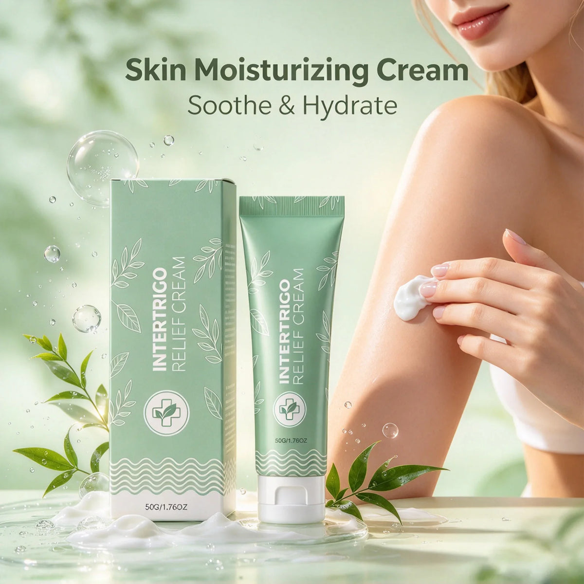 Intertrigo Relief Cream Melaleuca Alternifolia Leaf Oil Soothe Discomfort Calm Redness Mild Non Irritating Long Lasting Moisturizing Improve Skin Health Gentle Body Care