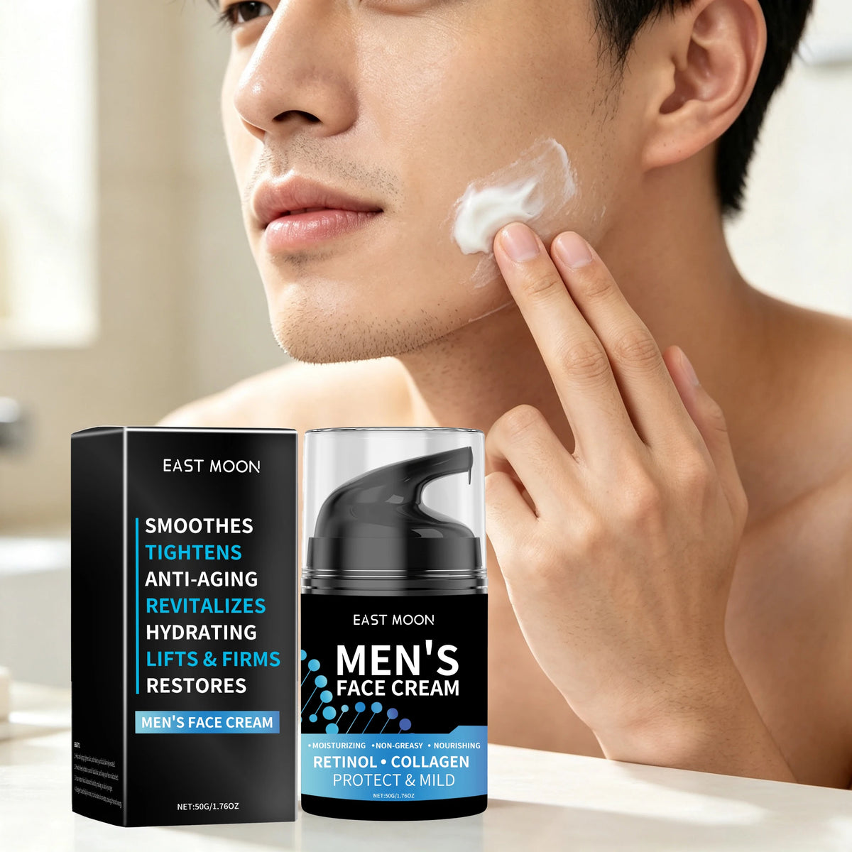 50G Men Face Cream Daily Hydrating Improve Skin Texture Revitalizing Skin Enhance Smoothness Tightening Non-greasy Lifting Men Facial Lotion