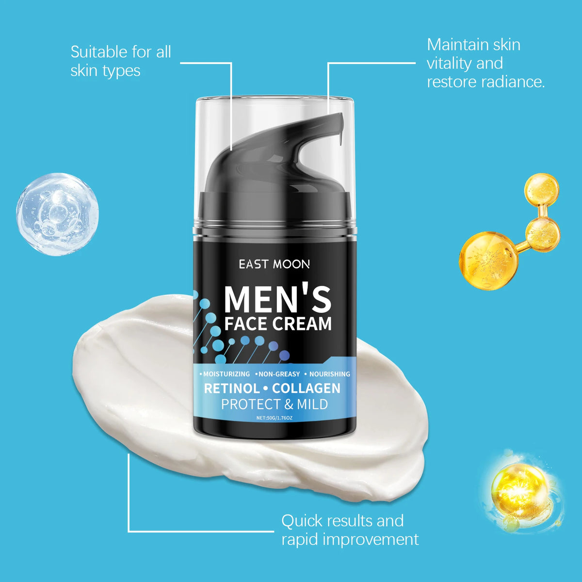 50G Men Face Cream Daily Hydrating Improve Skin Texture Revitalizing Skin Enhance Smoothness Tightening Non-greasy Lifting Men Facial Lotion