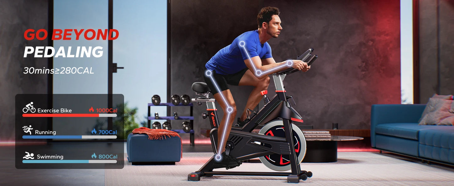 MERACH Exercise Bike S38 Indoor Cycling Magnetic Resistance Exclusive App 300lbs Capacity Comfortable Seat for Home&Weight Loss