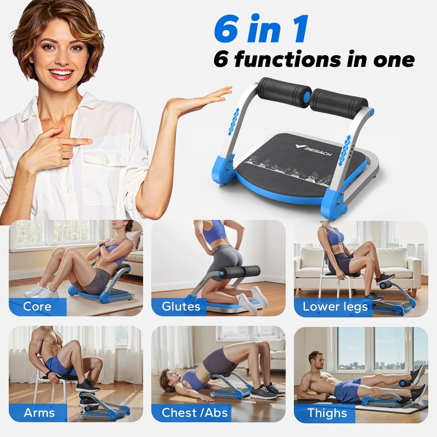 MERACH Ab Machine Abdominal Trainer With 3 Adjustable Resistance Levels For Home Automatic Rebound Ab Crunch Machine For Core Workout Automatic Rebound Ab Crunch Machine For Home Gym Stomach Workouts