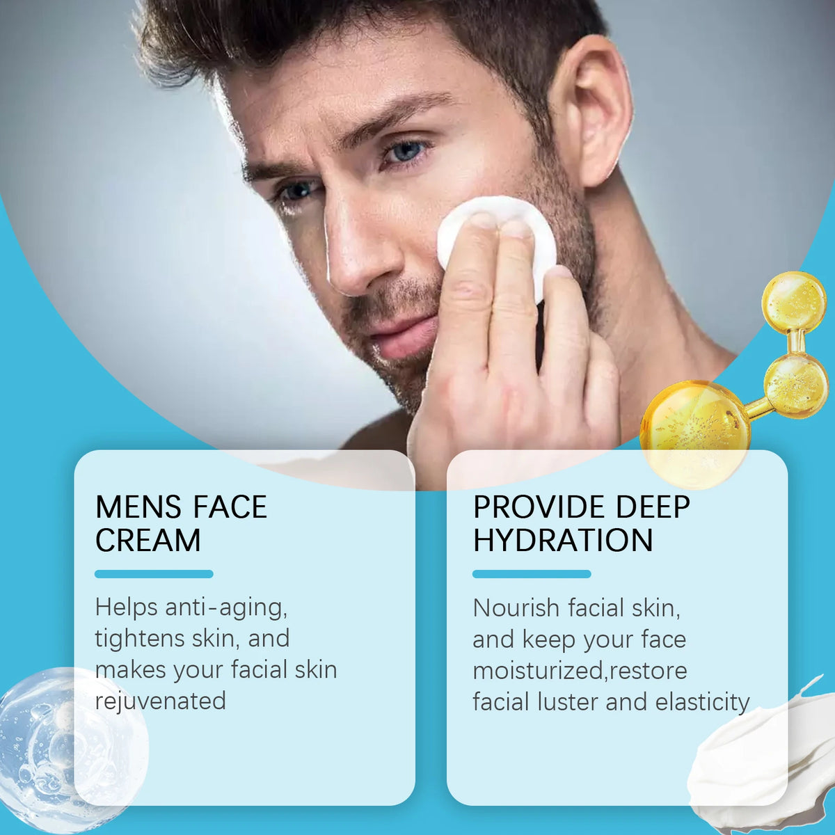 50G Men Face Cream Daily Hydrating Improve Skin Texture Revitalizing Skin Enhance Smoothness Tightening Non-greasy Lifting Men Facial Lotion