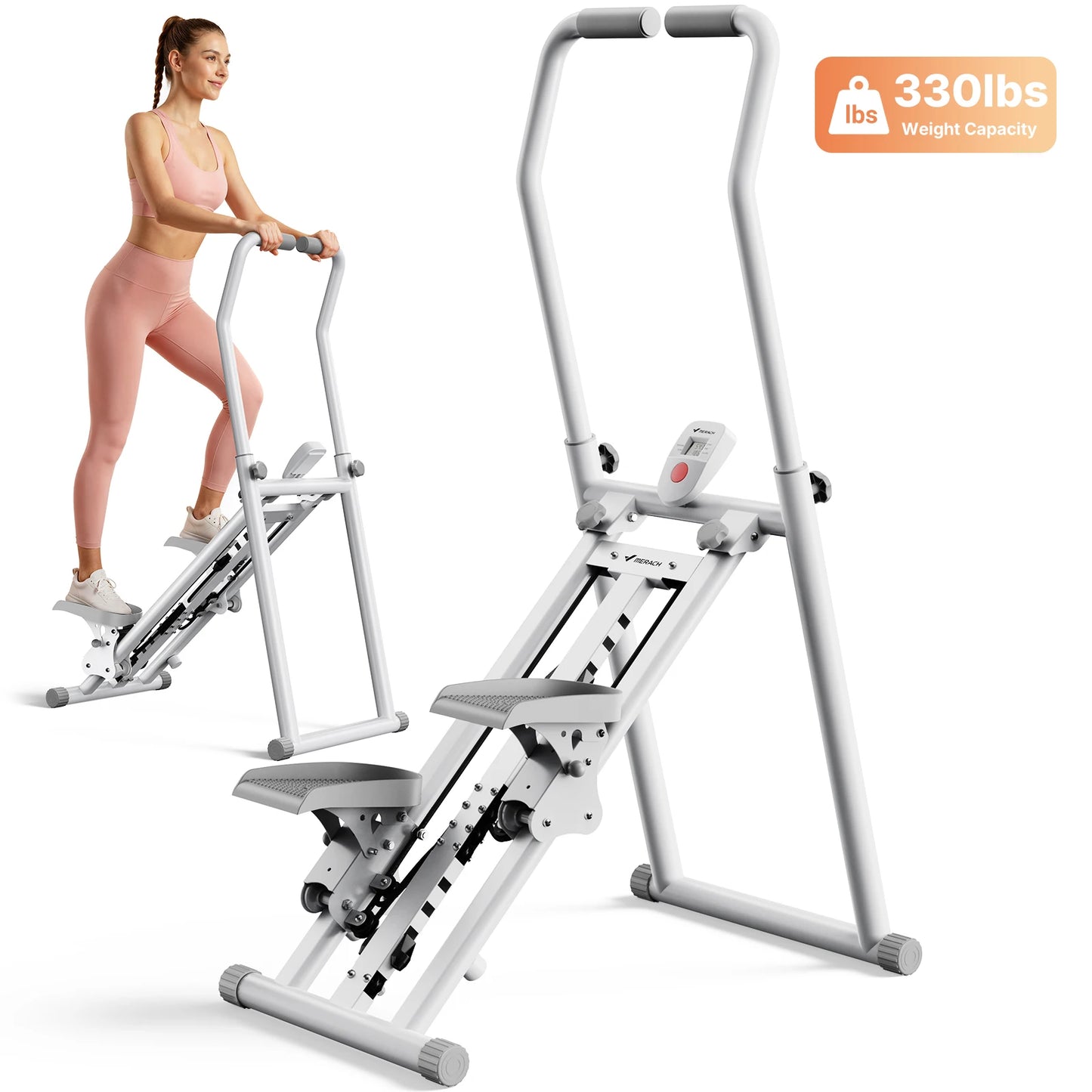 MERACH Stair Stepper Foldable Full Body Workout Silent Multi-functional Adjustable Fitness Climbing Machine for Home Use Exercise Running Sweating