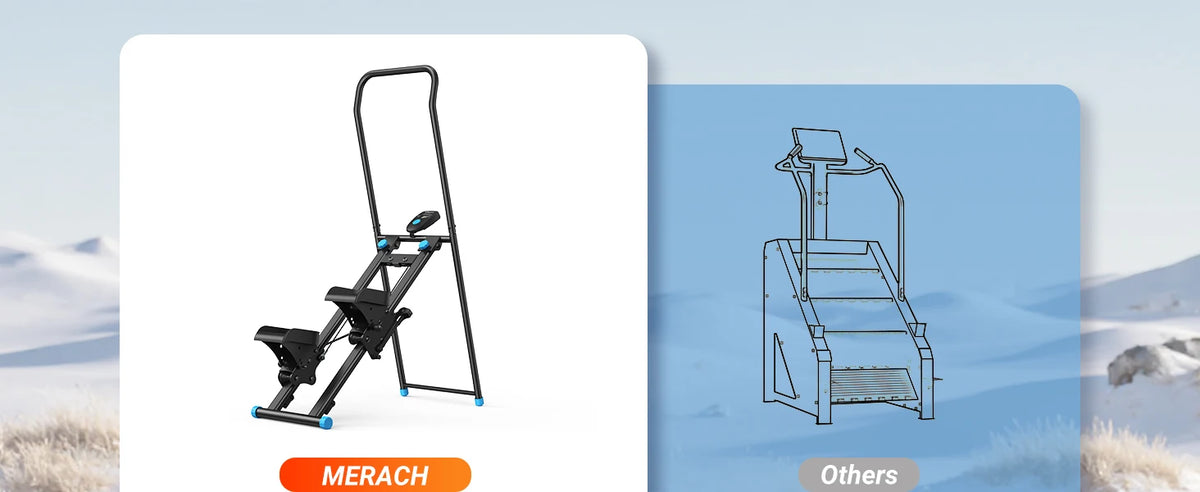 MERACH Stair Stepper for Home Gym Exercise, New Version Stairmaster for Full-Body Workout, Compact Folding Stair Climber with Extended Step Range, Adjustable Handlebar/Pedal