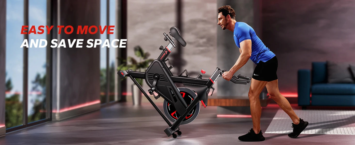 MERACH Exercise Bike S38 Indoor Cycling Magnetic Resistance Exclusive App 300lbs Capacity Comfortable Seat for Home&Weight Loss