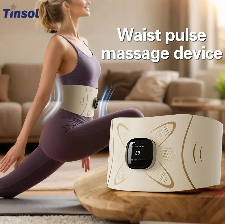 EMS Waist Massager Belt Electric Muscle Stimulator Abdominal Abs Trainer Pulse Slimming Shaping Massager Incontinence Therapy Heating Back Pain Relief Belt Core Weight Loss Fitness Vibration Waist Trimmer Stomach Heating Pad
