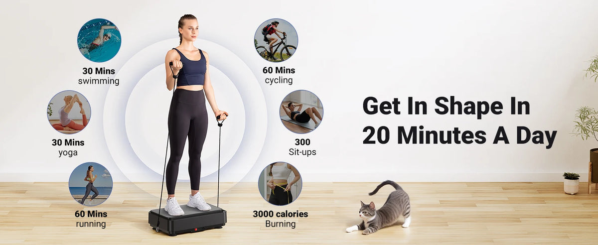 Vibration Plate Mini Low Noise LED Display Home Gym Equipment Fat Burning Weight Loss Whole Body Vibration Plate For Lymphatic Drainage Circulation Office Under Desk Compact Home Use