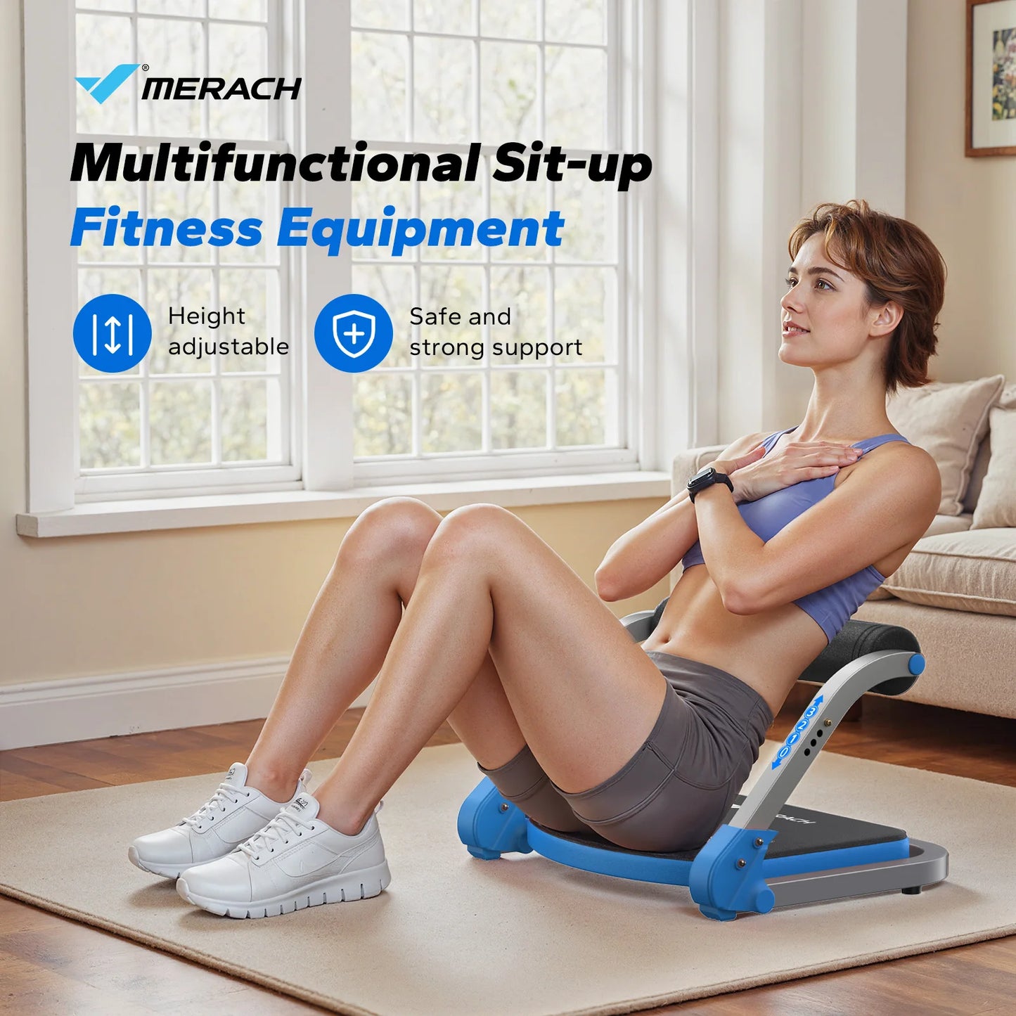 MERACH Ab Machine Abdominal Trainer With 3 Adjustable Resistance Levels For Home Automatic Rebound Ab Crunch Machine For Core Workout Automatic Rebound Ab Crunch Machine For Home Gym Stomach Workouts