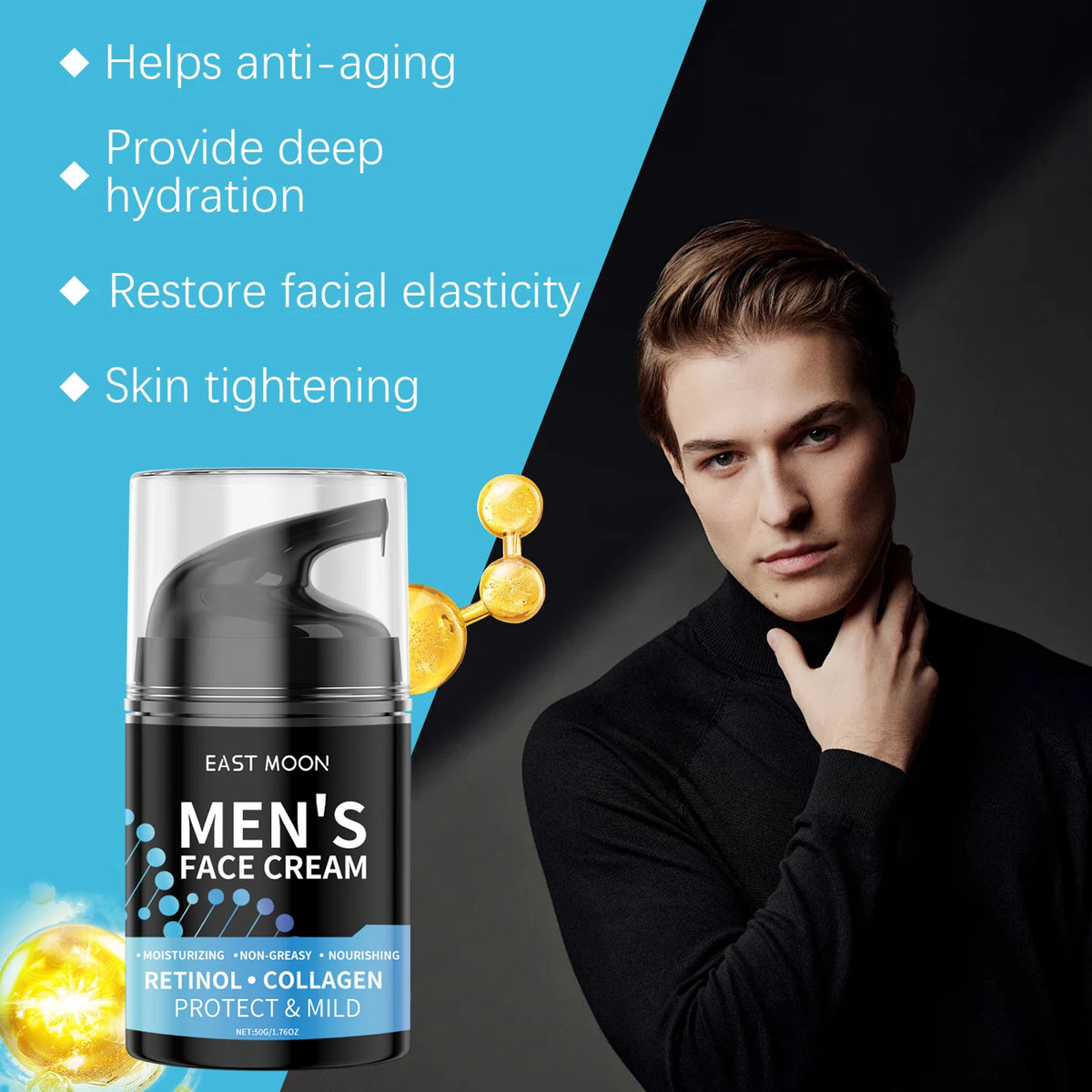 50G Men Face Cream Daily Hydrating Improve Skin Texture Revitalizing Skin Enhance Smoothness Tightening Non-greasy Lifting Men Facial Lotion