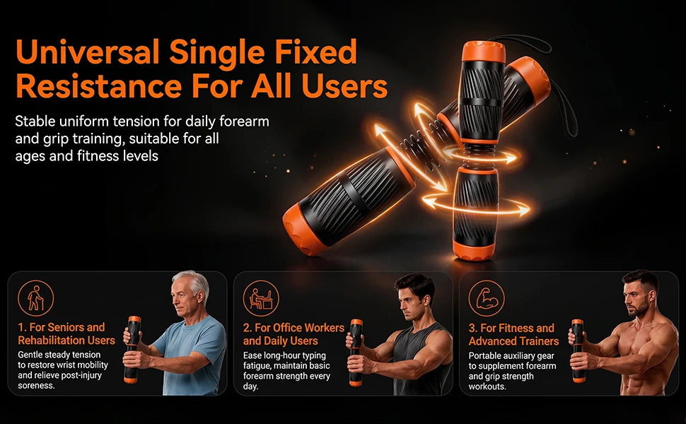 Fixed Resistance Wrist and Forearm Trainer, Hand Grip Strengthener & Arm Muscle Training Fitness Equipment for Home Gym