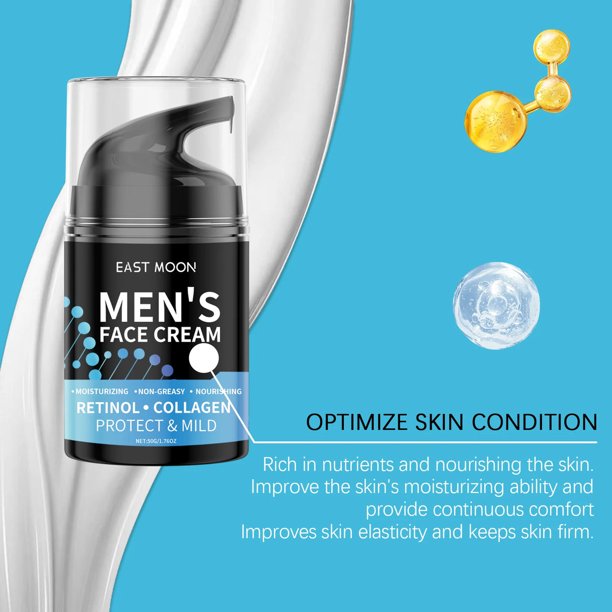 50G Men Face Cream Daily Hydrating Improve Skin Texture Revitalizing Skin Enhance Smoothness Tightening Non-greasy Lifting Men Facial Lotion