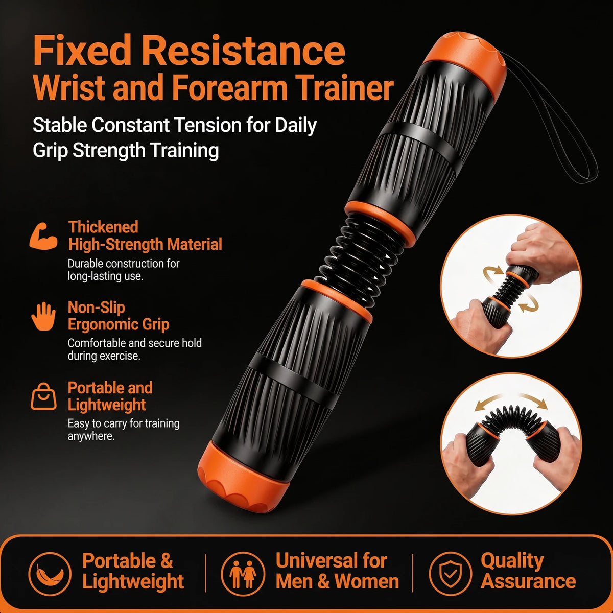 Fixed Resistance Wrist and Forearm Trainer, Hand Grip Strengthener & Arm Muscle Training Fitness Equipment for Home Gym