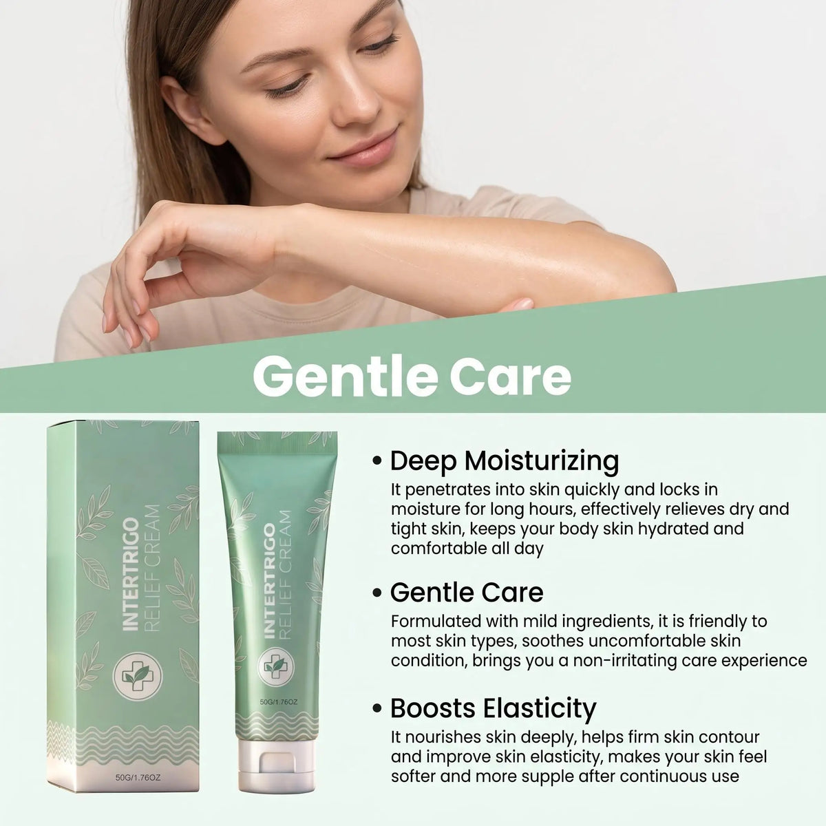 Intertrigo Relief Cream Melaleuca Alternifolia Leaf Oil Soothe Discomfort Calm Redness Mild Non Irritating Long Lasting Moisturizing Improve Skin Health Gentle Body Care