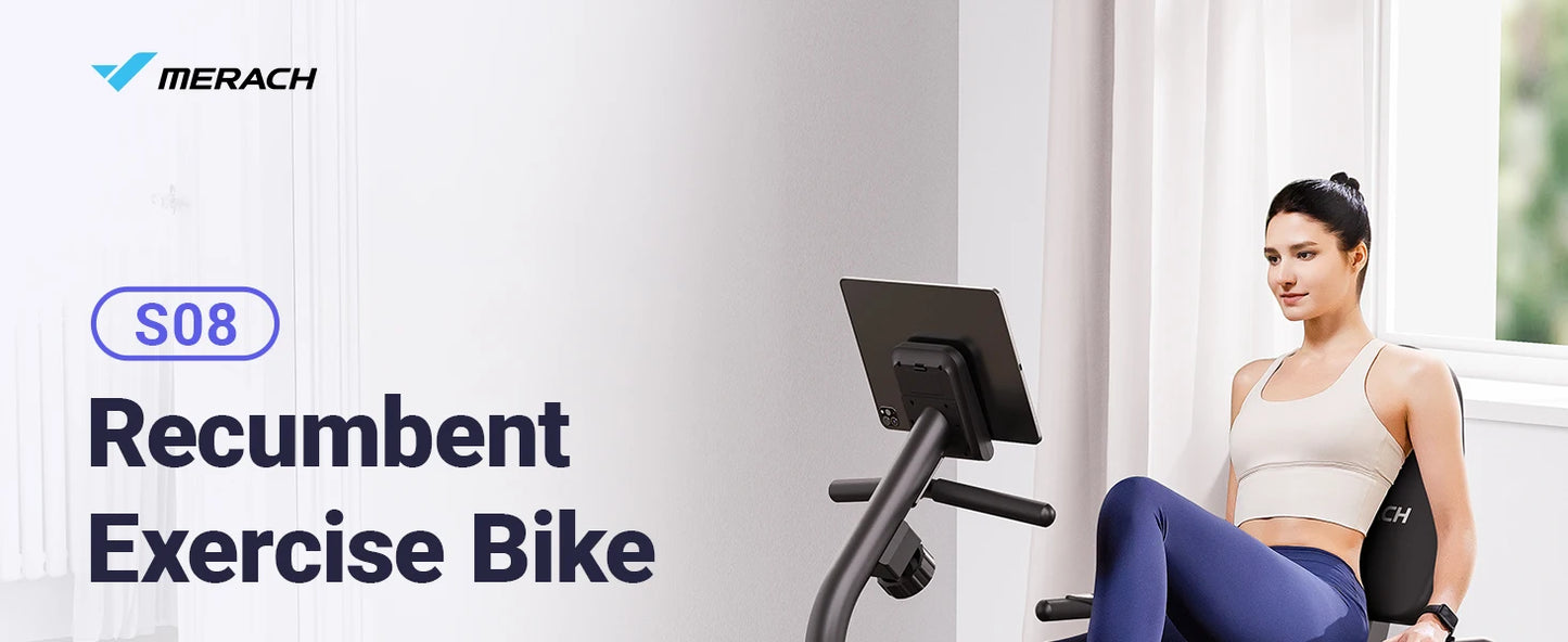 MERACH Recumbent Exercise Bike for Home Smart Bluetooth Exclusive App Connectivity LCD Heart Rate Handle Magnetic Recumbent Bike