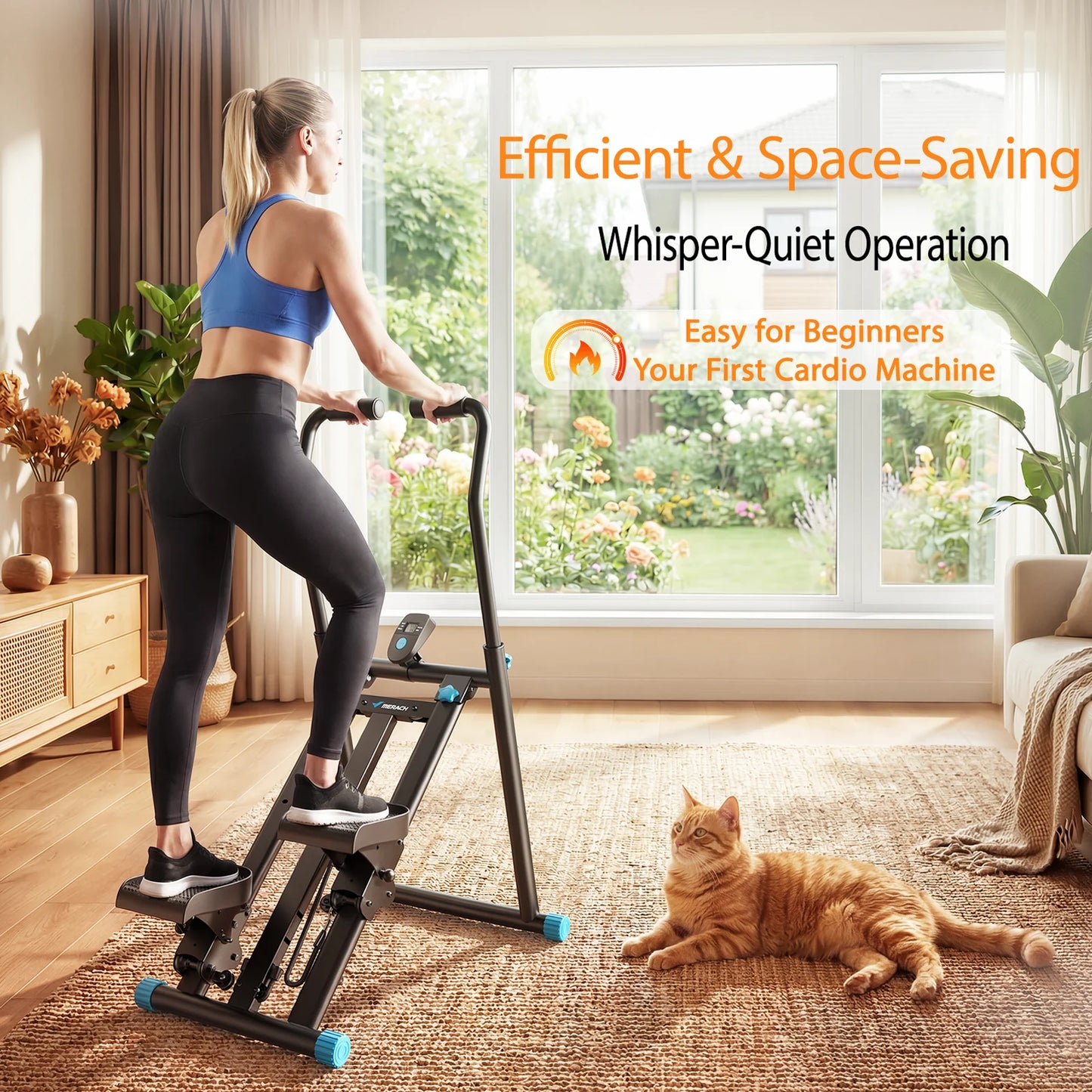 MERACH Stair Stepper Foldable Full Body Workout Silent Multi-functional Adjustable Fitness Climbing Machine for Home Use Exercise Running Sweating
