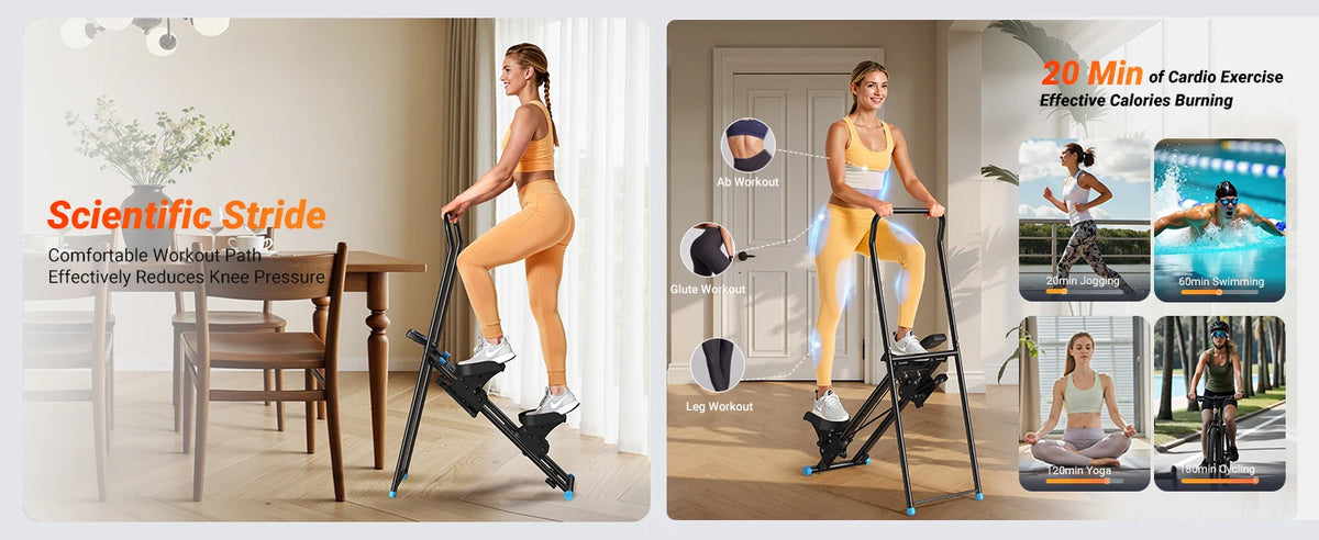 MERACH Stair Stepper for Home Gym Exercise, New Version Stairmaster for Full-Body Workout, Compact Folding Stair Climber with Extended Step Range, Adjustable Handlebar/Pedal