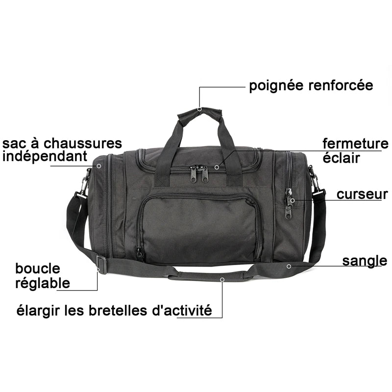 Military Tactical Travel Bag Men Outdoor Handbag Sports Luggage Bags Weekend Gym Hiking Trekking Bag with Shoes Compartment