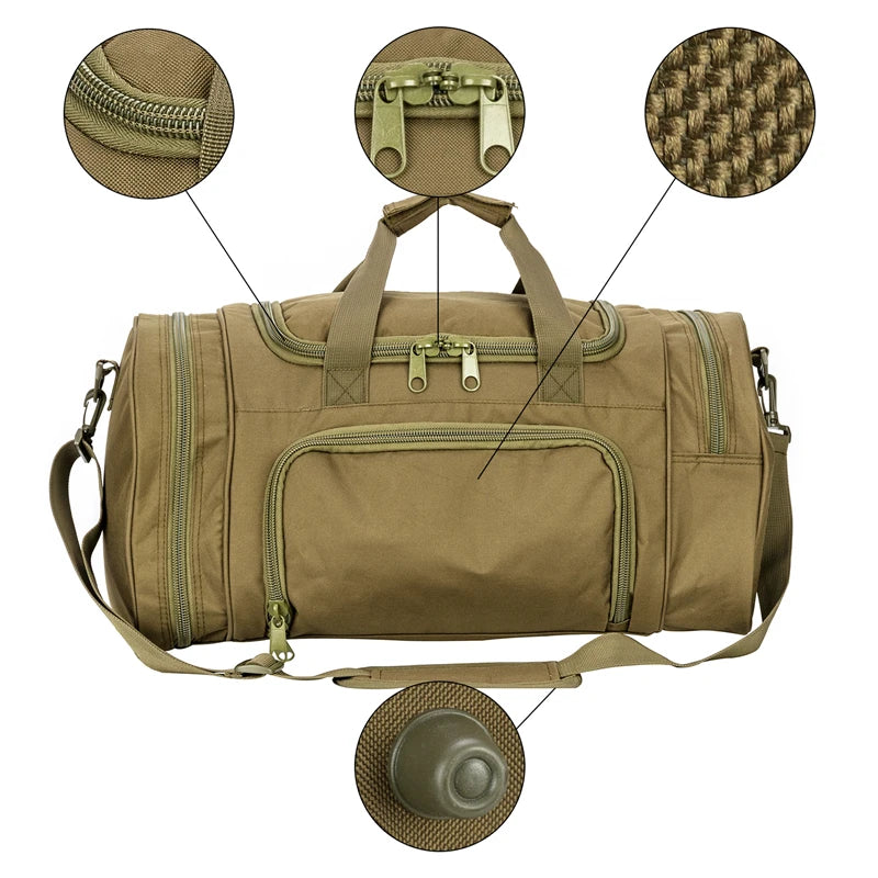 Military Tactical Travel Bag Men Outdoor Handbag Sports Luggage Bags Weekend Gym Hiking Trekking Bag with Shoes Compartment