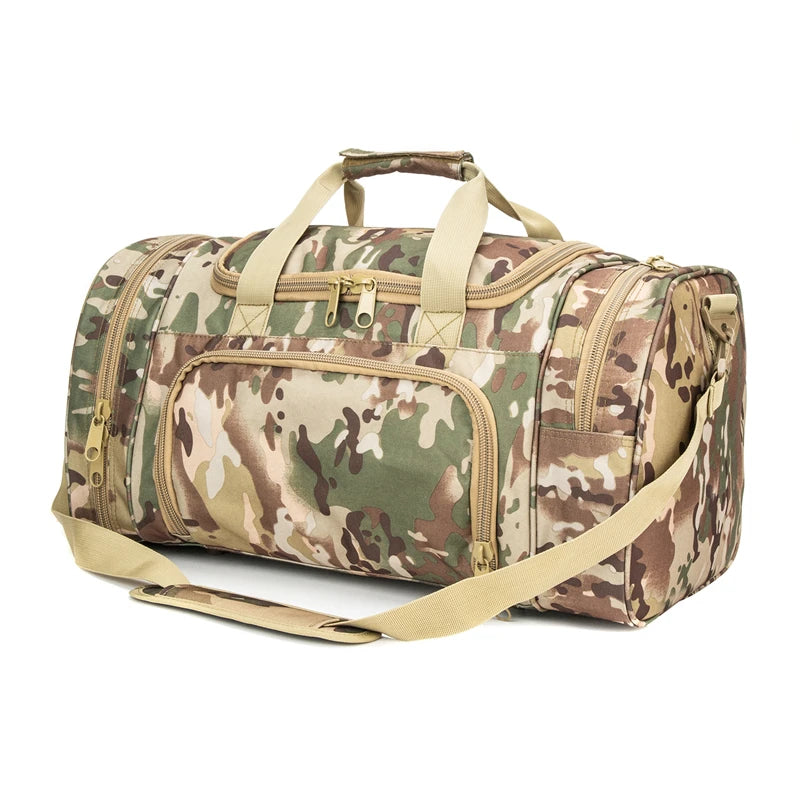 Military Tactical Travel Bag Men Outdoor Handbag Sports Luggage Bags Weekend Gym Hiking Trekking Bag with Shoes Compartment