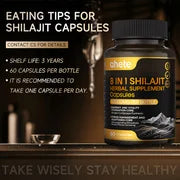 AHETE 8-in-1 Shilajit Capsules - Sports & Health Supplement Capsules With Shilajit, Indian Ginseng, Rhodiola Rosa, Cordyceps.