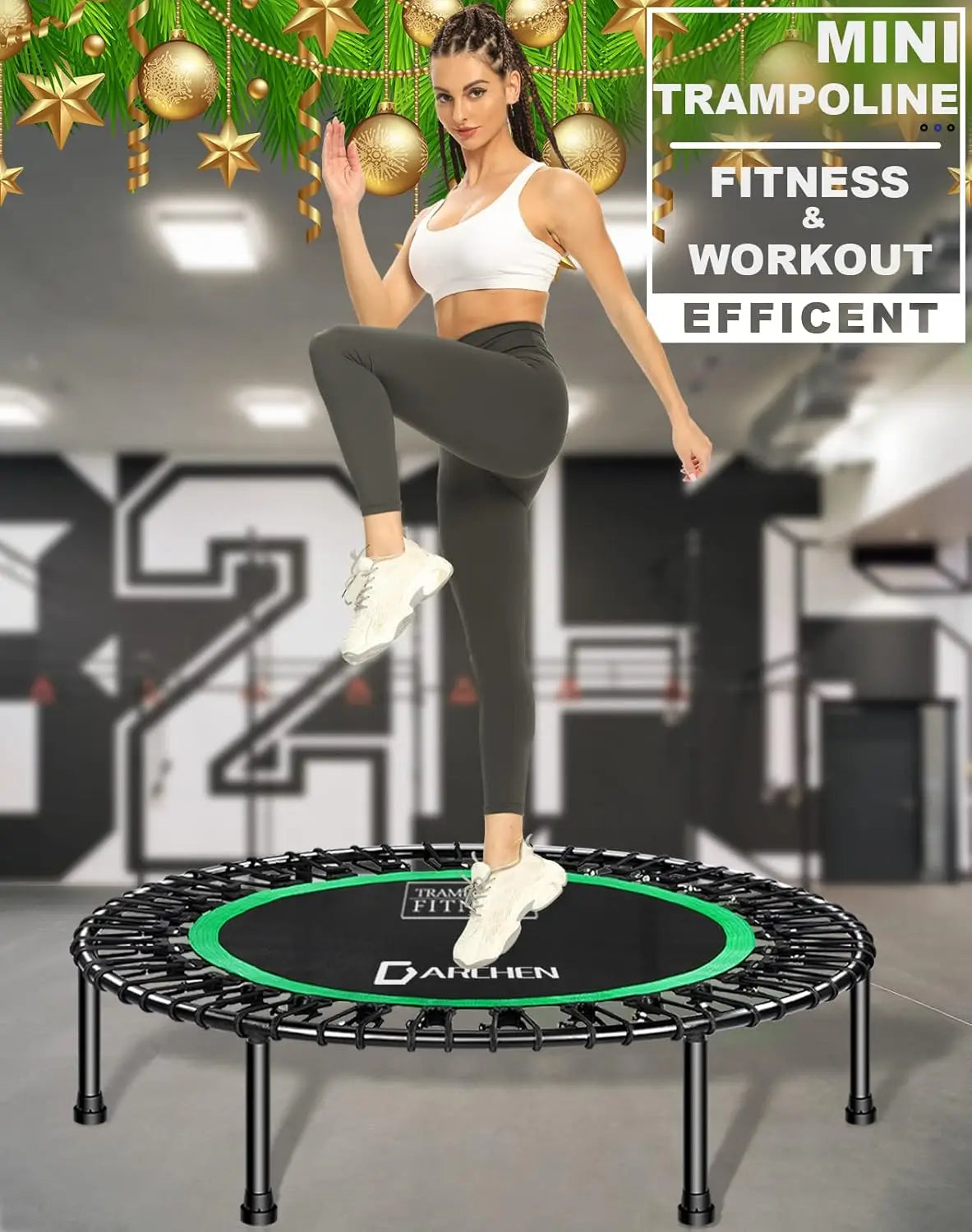 450 lbs Mini Trampoline for Adults, Quiet & Safe Bounce, 40 Inch Indoor Rebounder for Workout Fitness
