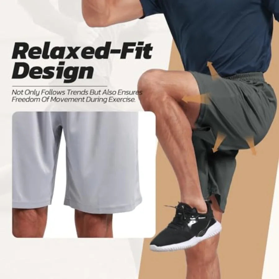 3 Pack Gym Basketball Mens Shorts - Quick Dry Black Workout Athletic Shorts with Pockets for Casual Running S-6XL
