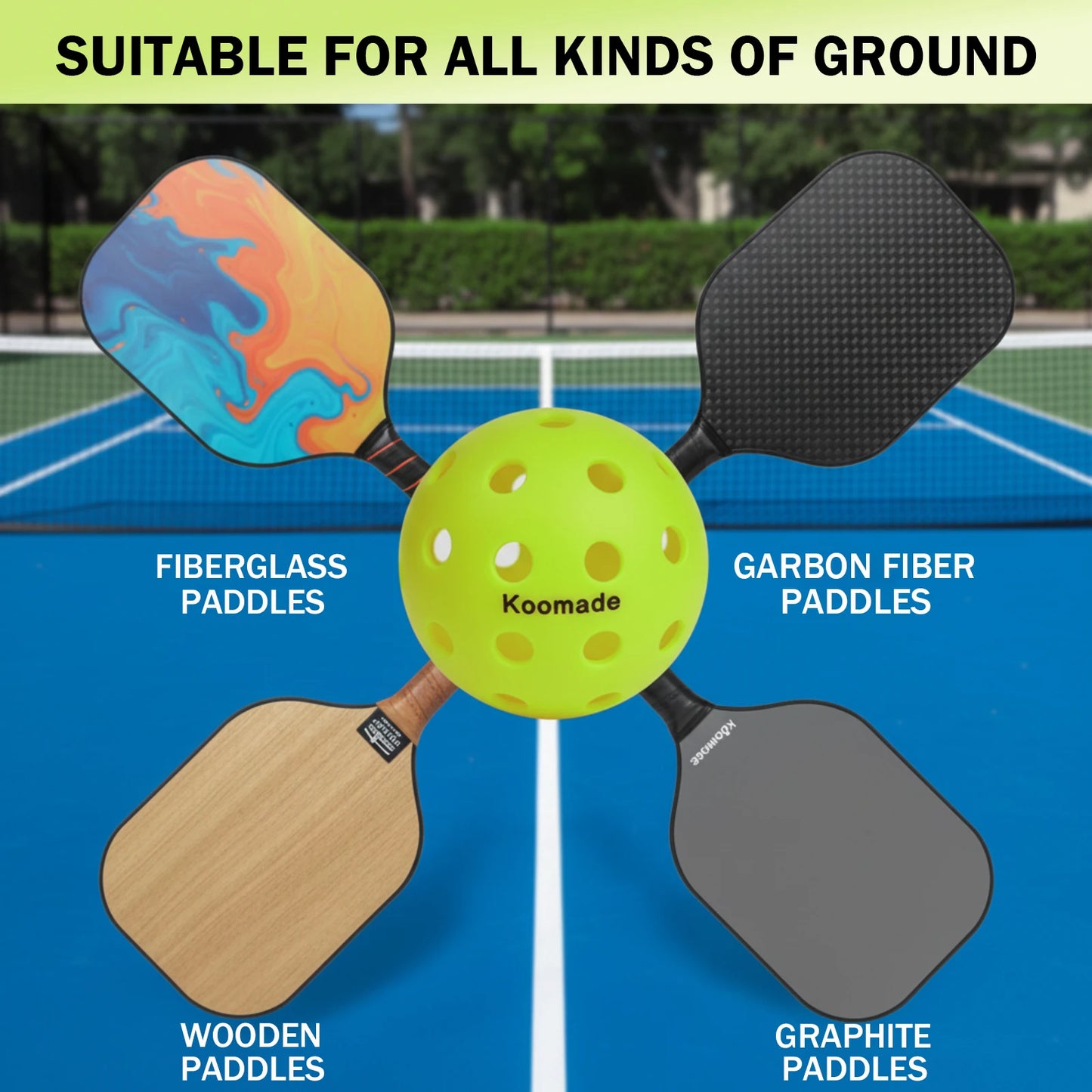 KOOMADE 40-Hole Outdoor Pickleballs 8/16Pcs Official USAPA Standard 74mm 26g Durable Tournament Training Balls All Weather Play