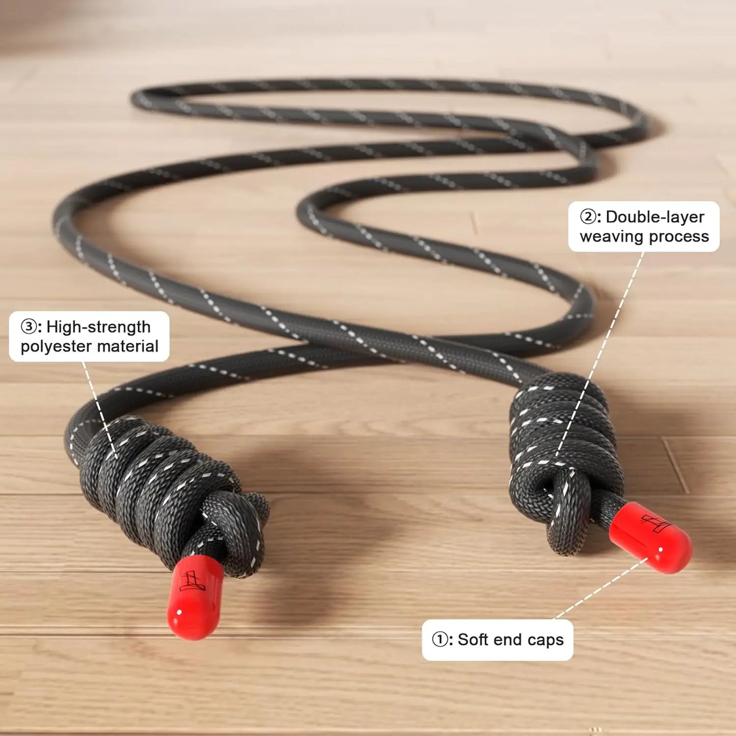 9ft Adjustable Flow Rope for Cardio & Flexibility, Lightweight Double Woven Jump Rope for Men Women Beginners Indoor Outdoor Exercise