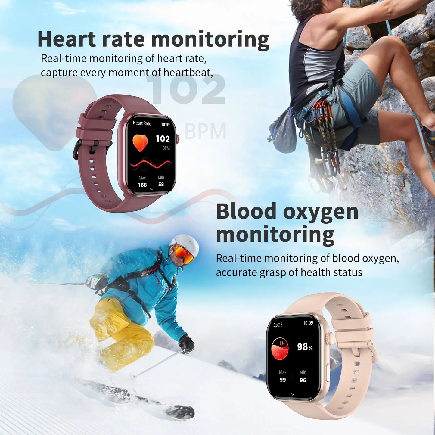 Blackview 800mAh 1.96'' AMOLED Screen R60 Bluetooth Call Smartwatch Blood Oxygen Health Monitoring for Men Women Fitness Tracker