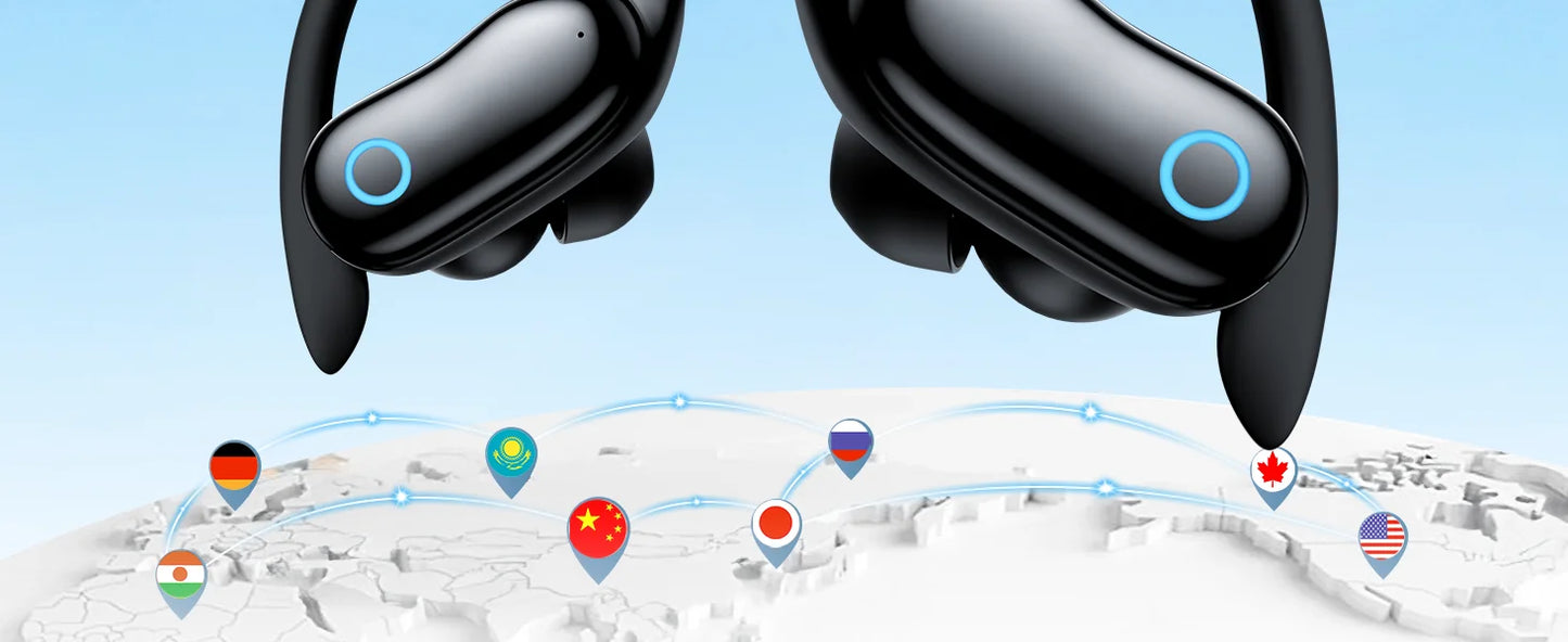 Active Noise Cancelling Ear Buds AI Translation Wireless Earbuds 96hrs Playback Bluetooth Headphones with Earhooks Microphone